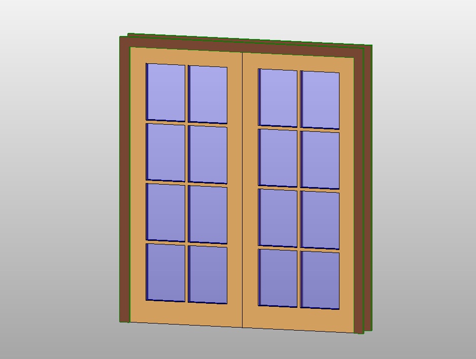 Double door with modern glass panels