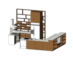 Kitchen cabinets with island and appliances