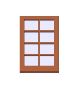 Single glass door with eight panes