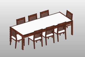 Wood dining table with 8 modern chairs