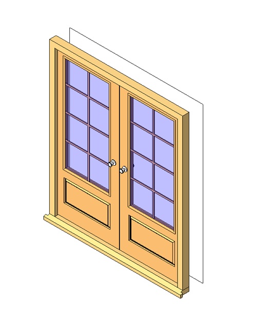 Double French door with glazed panels