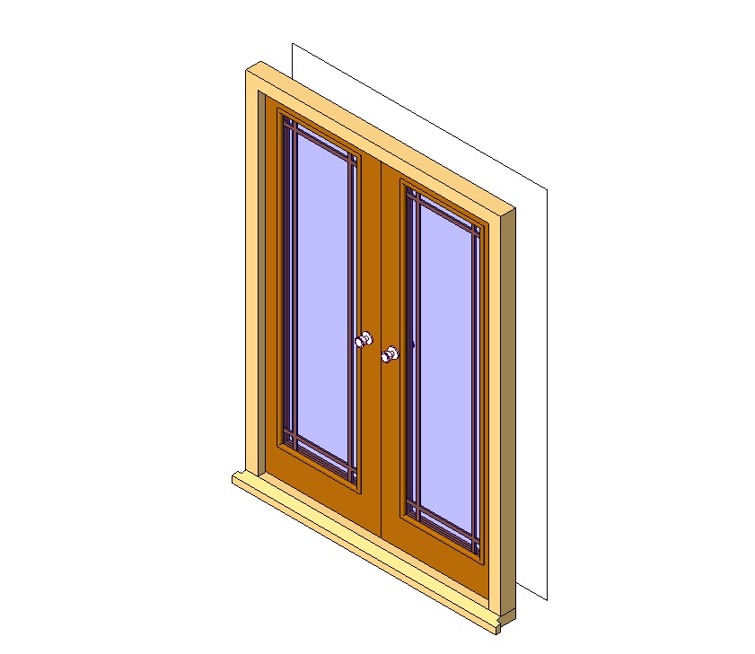 Double door with detailed glass panels