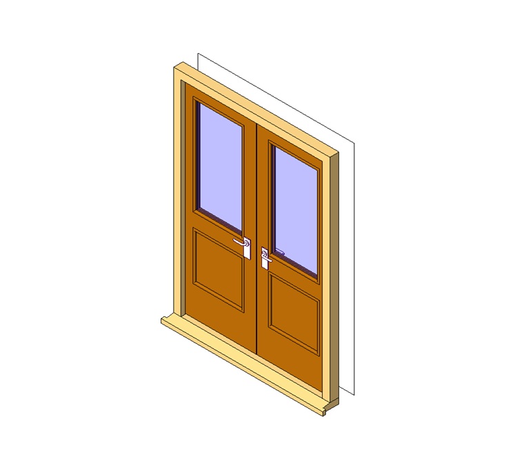Double door with detailed glass panels