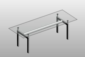 LC6 table with detailed fixed glass top