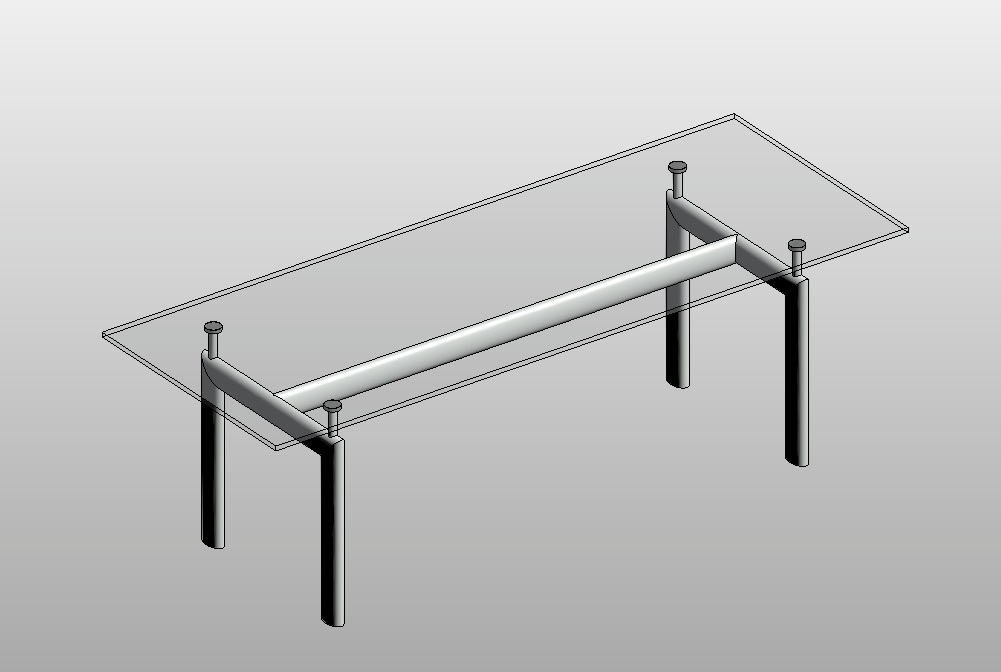 LC6 table with detailed fixed glass top 1 LC6 table with detailed fixed glass top