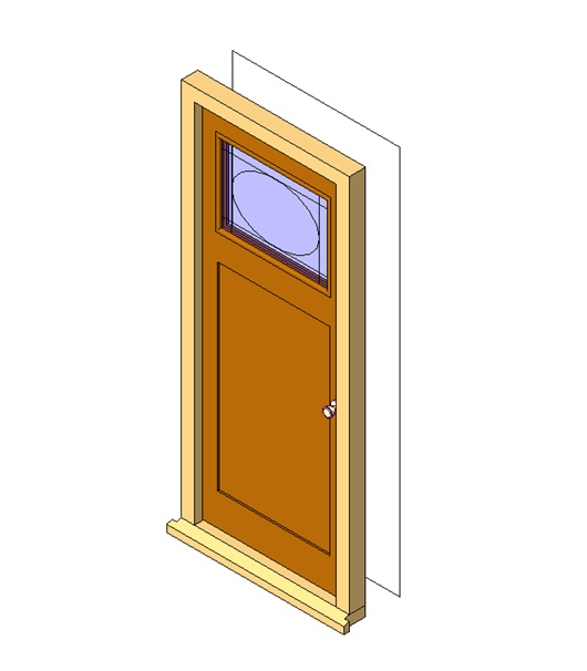 Wooden door with decorative upper window 1 Wooden door with decorative upper window