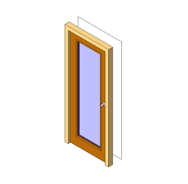wooden entry door with full-height glass panel
