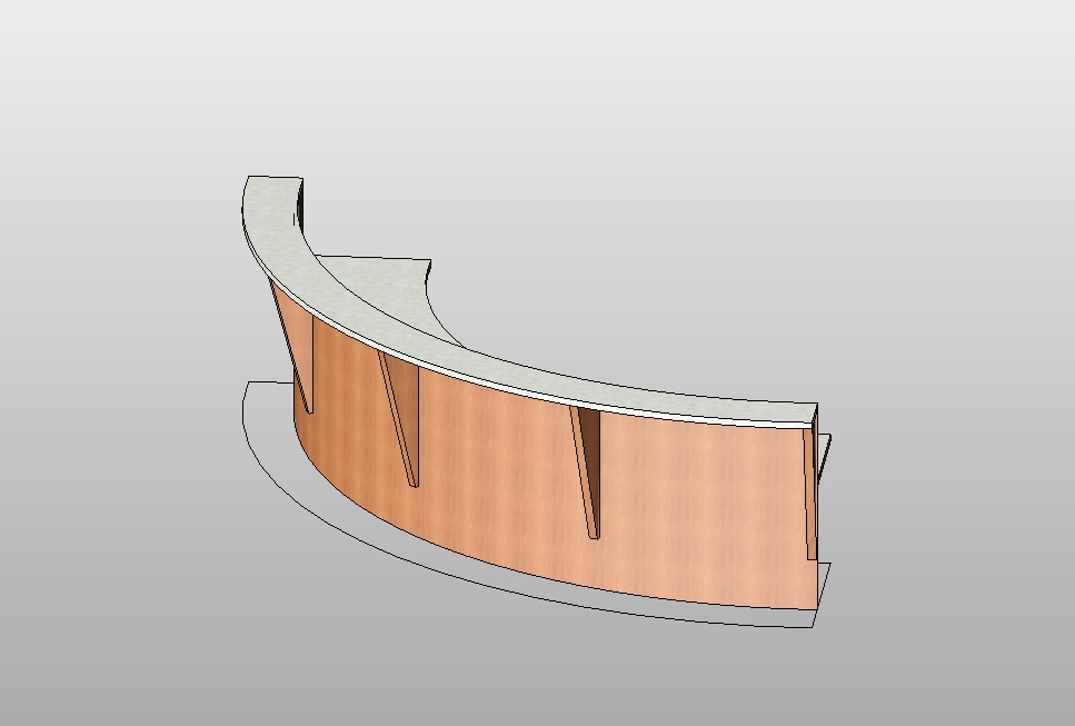 Curved reception counter