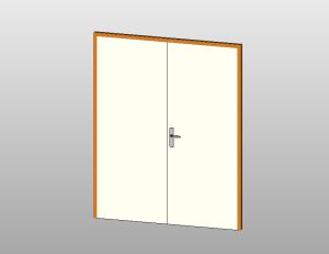 Double flush door with modern handle