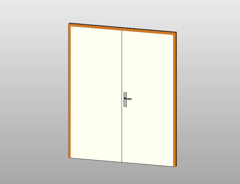 Double flush door with modern handle