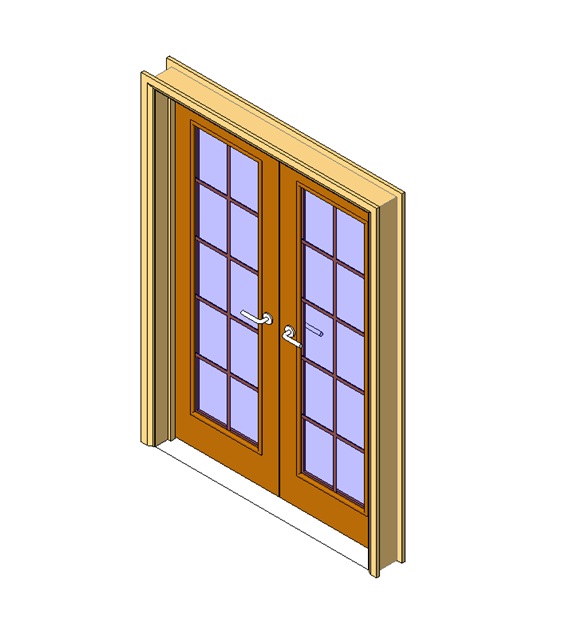 Double glass door with divided panels