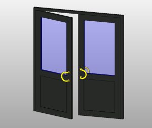 Double glass door with modern gold handles