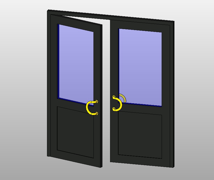 Double glass door with modern gold handles 1 Double glass door with modern gold handles