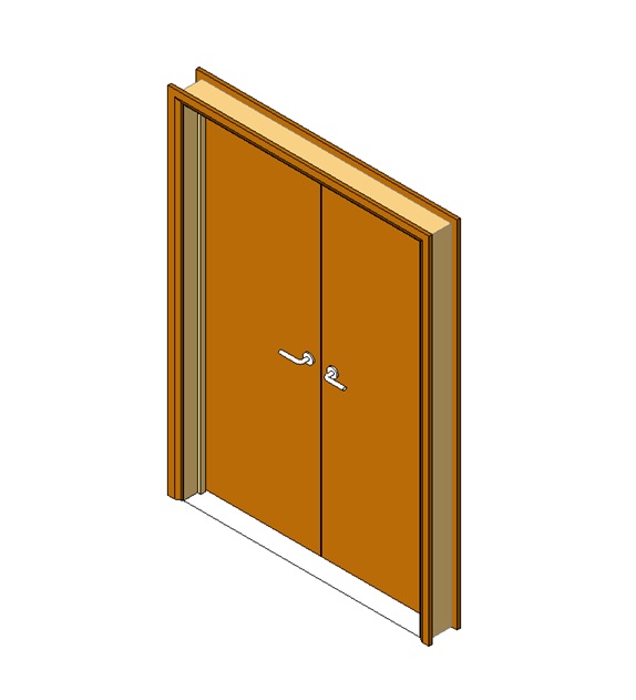 Solid double door with modern handles