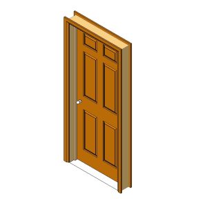 Wooden door with 6 raised panels
