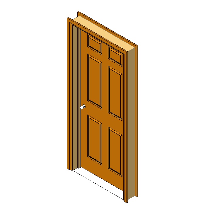Wooden door with 6 raised panels 1 Wooden door with 6 raised panels
