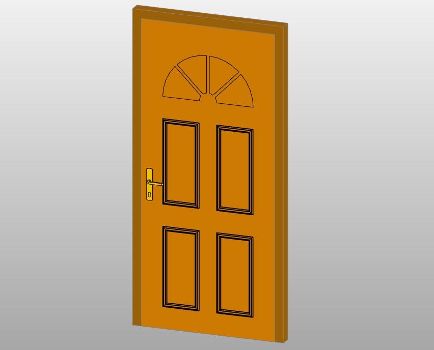 Wooden door with detailed arched window 1 arched window door