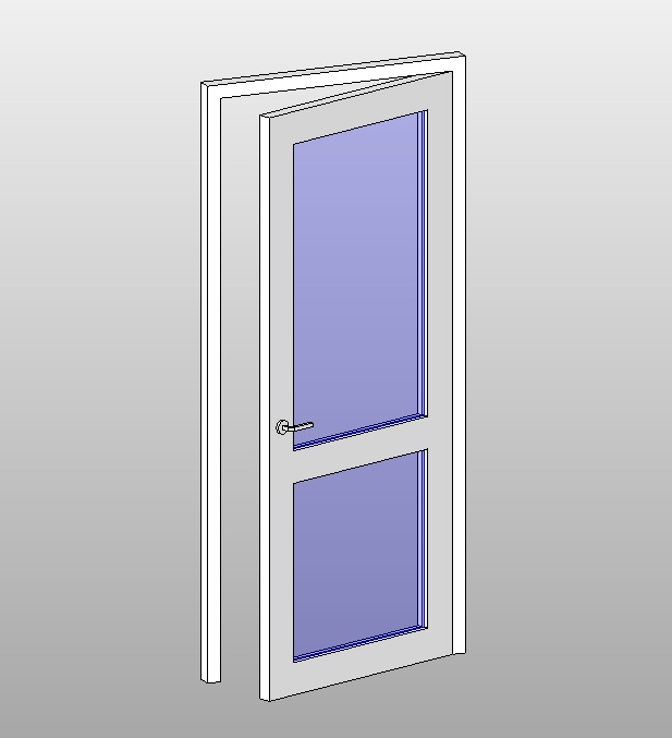 Glass panel door with modern frame 1 glass panel door Revit family