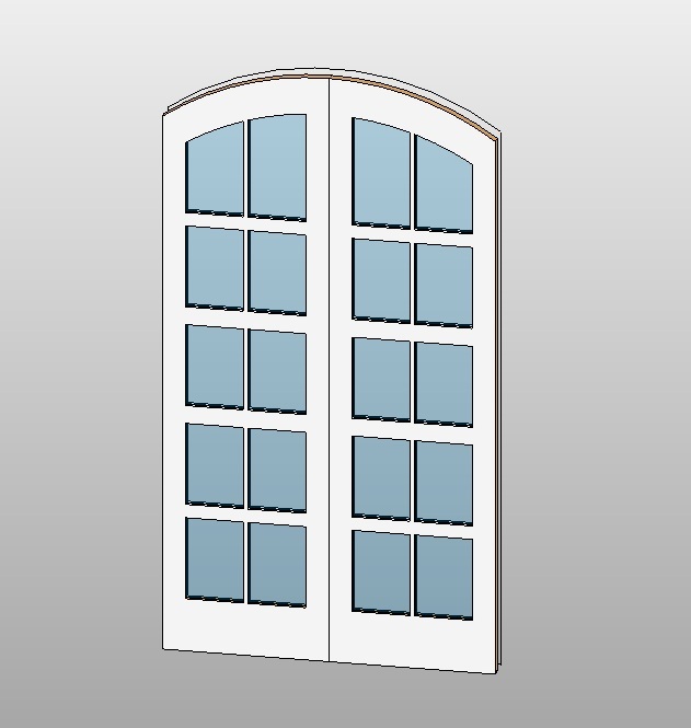Arched door with 20 detailed glass panes 1 arched glass double door