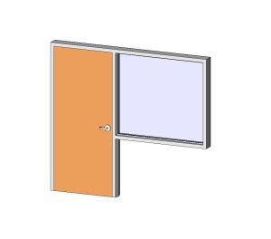 Door with modern fixed side glass