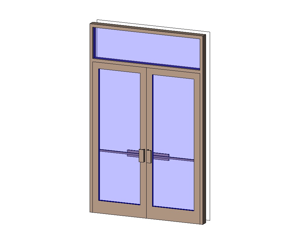 Double Aluminum Door with Transom 1 glass double door