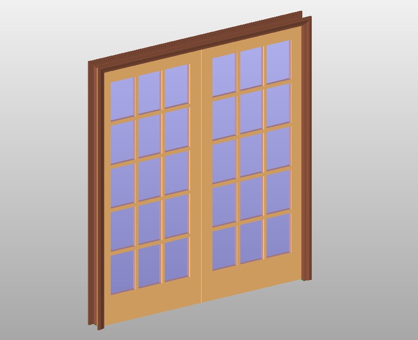 Double French door with 30 glass panes 1 Double French door
