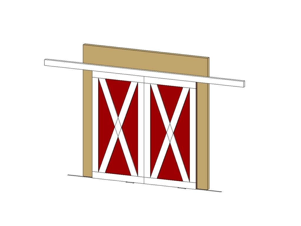 Double barn door with cross braces 1 double barn door Revit family