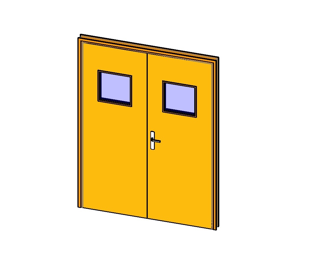 Double door with modern vision panels