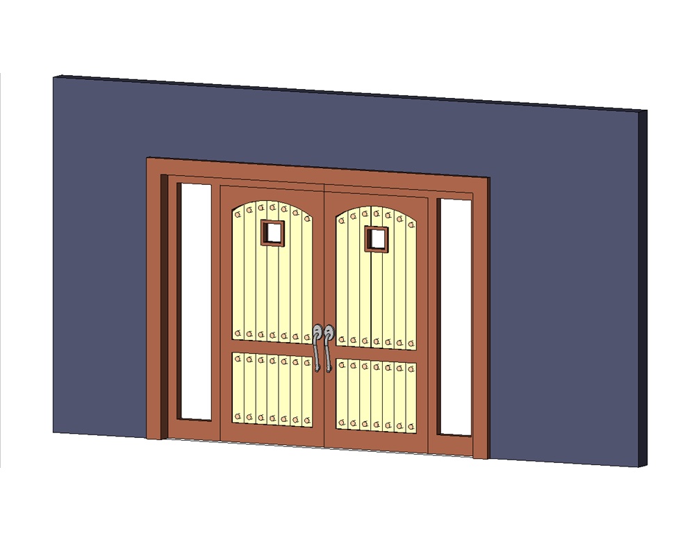 Double entry door with ornate sidelights 1 Double entry door with ornate sidelights