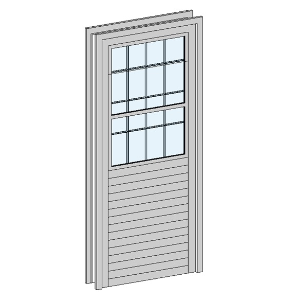 Single door with 16-pane upper window 1 Single door with 16-pane upper window