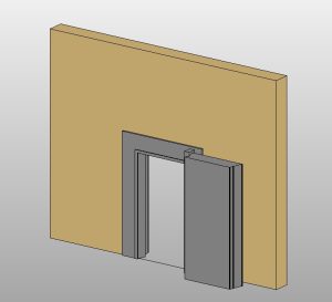 Single swing door with detailed frame