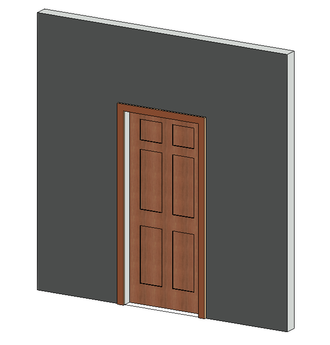 Wooden door 6 panels parametric with trim 1 Wooden door 6 panels