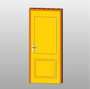Wooden door with 2 detailed panels