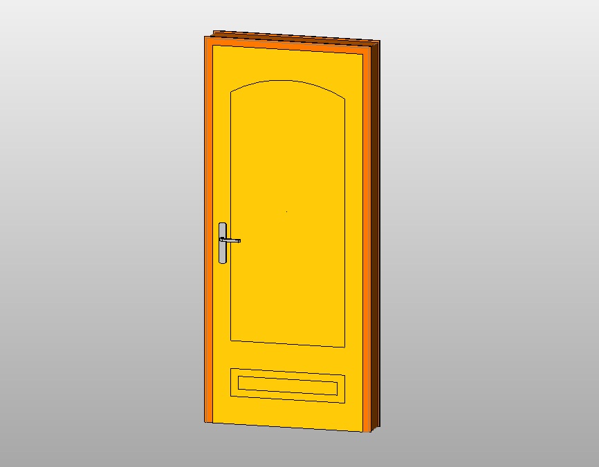 Wooden door with detailed arched panel