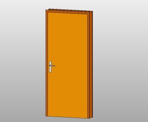 Wooden door with modern lever handle
