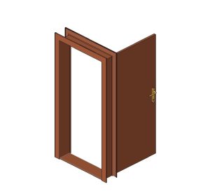 Wooden double door with classic handle