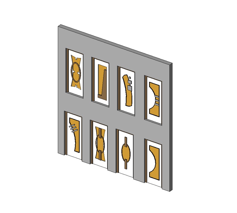 Door set with 6 customizable styles 1 customizable door set Revit family