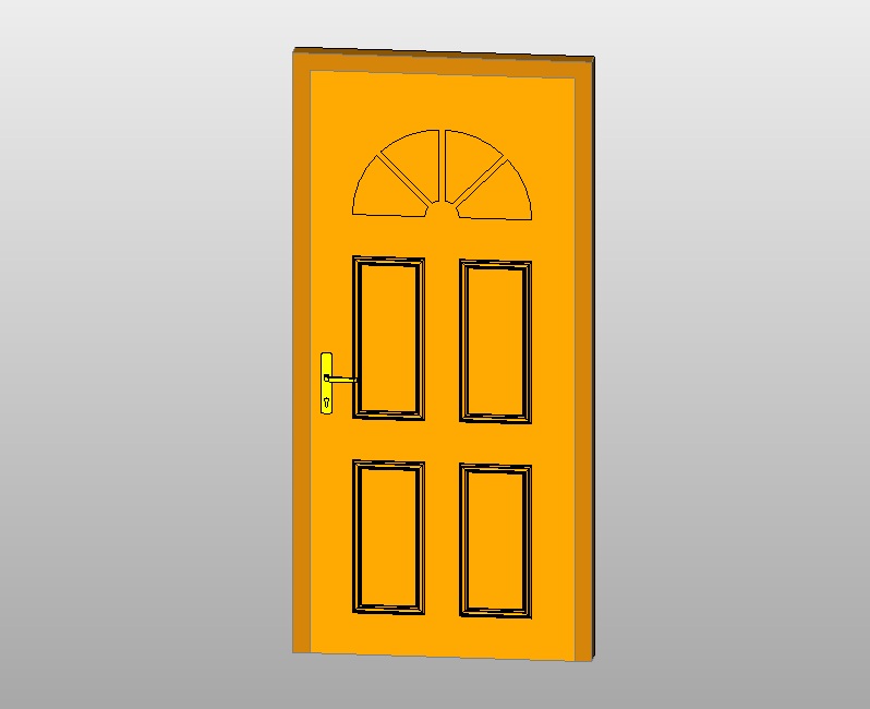 Panel door with detailed fanlight window 1 panel door with fanlight Revit family
