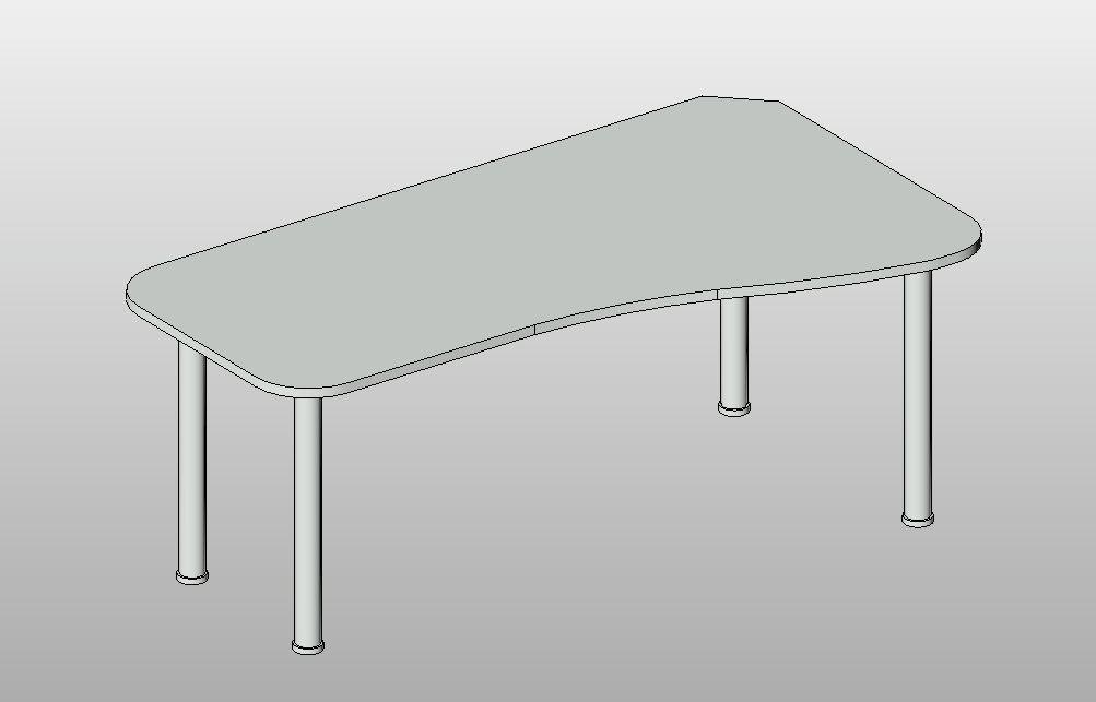 Desk with curved top and metal legs 1 Desk with curved top and metal legs