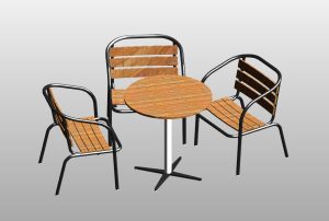 Marquise table set with modern chairs