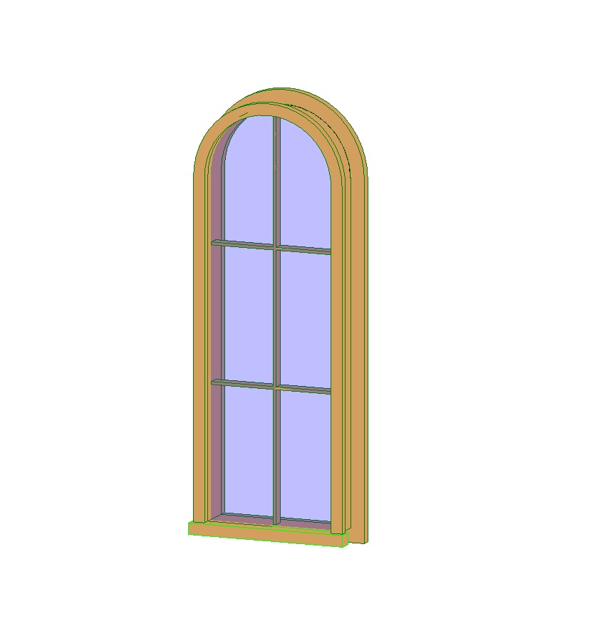 Arched window with detailed wood frame 1 Arched window with detailed wood frame