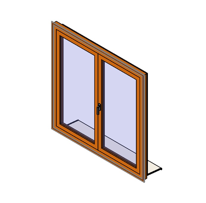 Double casement window with flush sashes 1 double casement window
