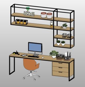 Home Office Desk with Shelves