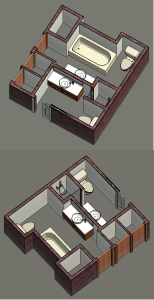 Stylish Dual-Bathroom Layout