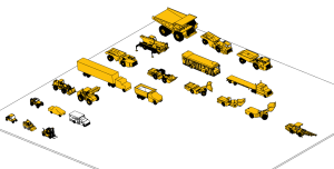 Collection of construction machinery and vehicles