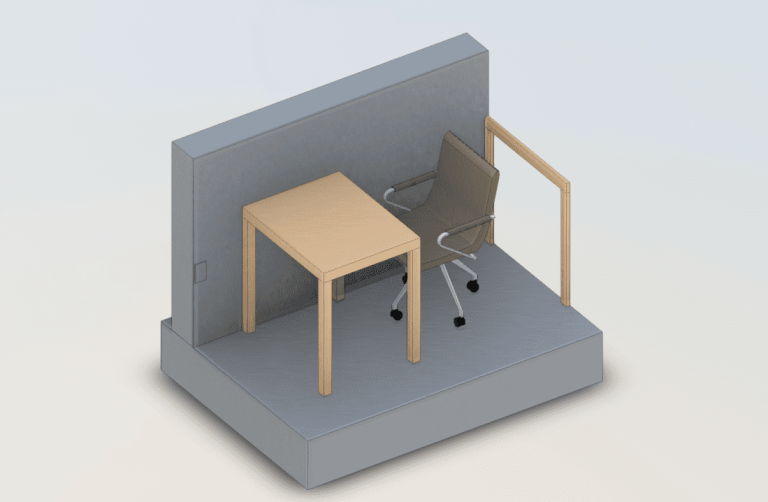 Office Cubicle with Desk and Chair