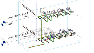 Multi-Level HVAC Duct System Layout