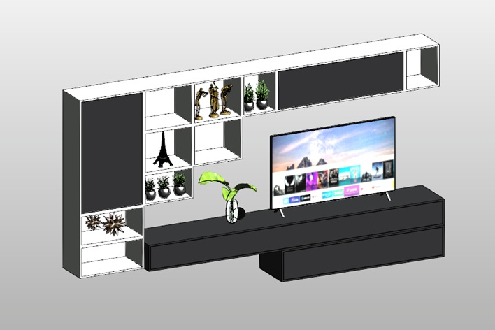 modern tv wall unit with shelves