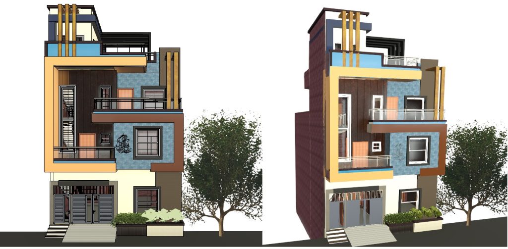 Row House Rvt File Contemporary Three-Story Residential House Design In Revit | Free ...