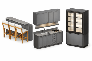 Modern Gourmet Area with Sink and Cooktop